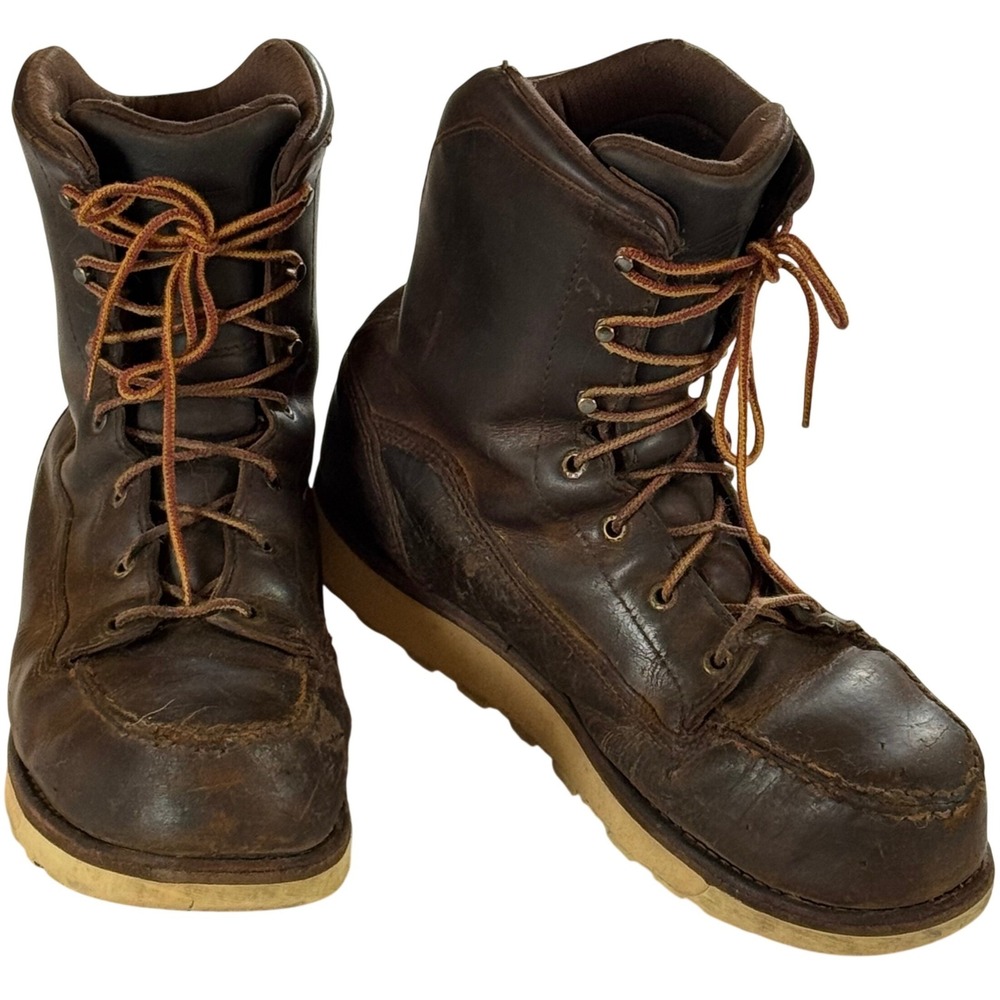 Red Wing 2442 Mens 10.5 D Steel Toe EH Moc Toe Brown Leather Work Boots Vibram